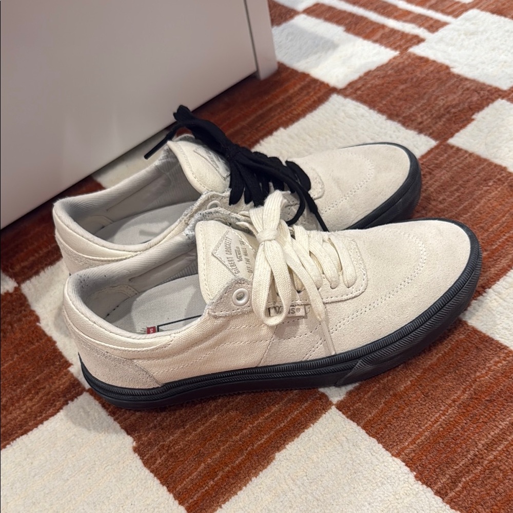 Vans Cream and Black Casual Sneakers